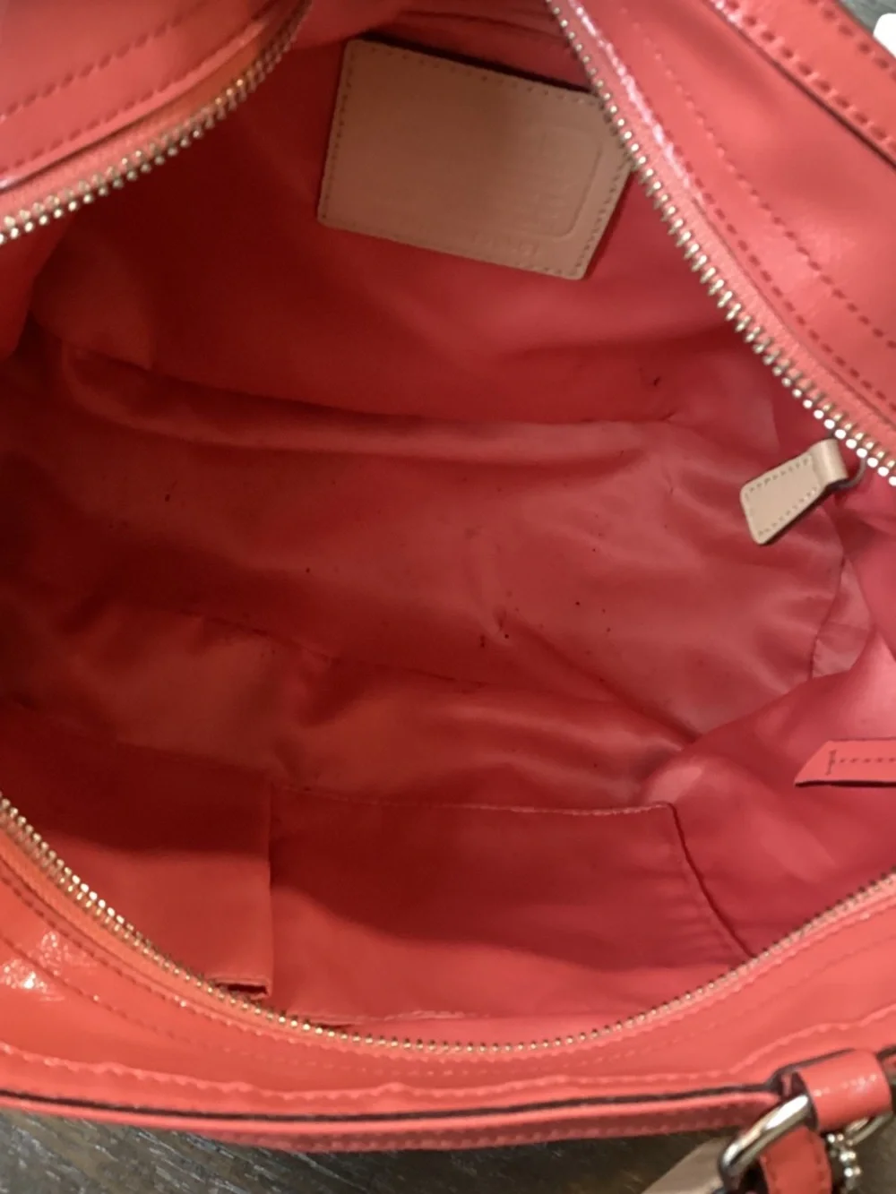 Coach Straw Floral Appliqué Tote with Coral Trim - Picture 8 of 12